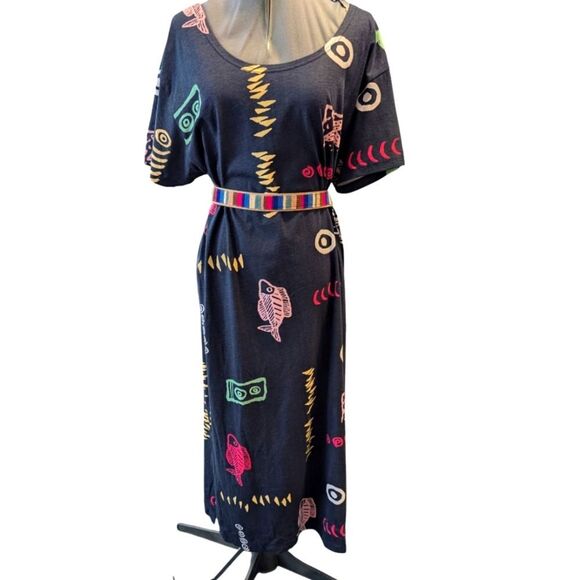 Exist Long Black Dress With Fish Print Side Slit‎ NWT 2XL - Picture 1 of 9